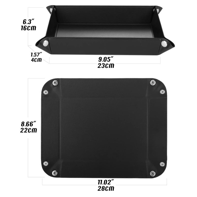 Luxspire Valet tray, PU Leather Tray, Catchall Tray, Men Women Jewelry Key Tray, Desk Storage Plate for Key Coin Phone Jewelry Wallet, Medium Size - Black - Image 3